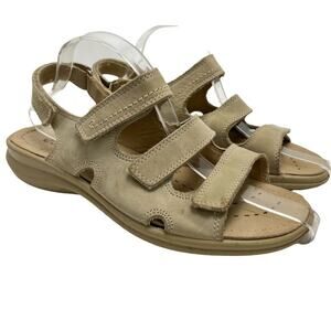 ECCO Beige Neutra Leather Sporty Comfort Sandals Slingback Open Toe  40 9/ 9.5